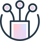 Icon of a single fiber strand, representing high-speed fiber-optic technology.